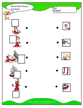 Resmi Eksik Parçası İle Eşleştir Çalışma Sayfaları